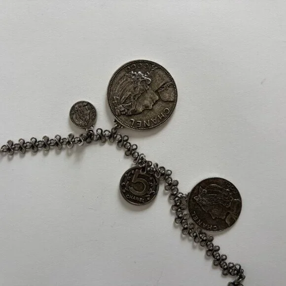 CHANEL 2003 ARCHIVE SILVER COINS NECKLACE BELT - Picture 8 of 10